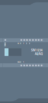 模擬量 I/O 模塊 AI4 + AQ2；插入式端子排；輸入：13 位，2.5V、5V、10V，0/4 到 20mA；可選擇頻率抑制；可選擇濾波；診斷可組態；輸出：+/-10V，0 到 20mA；診斷可組態；可選擇輸出替代值